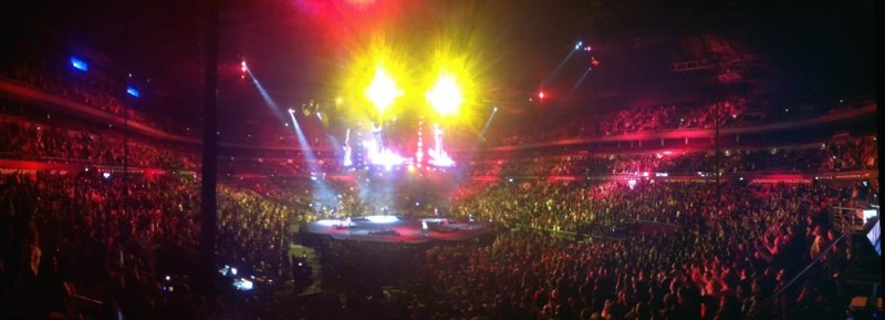 Arena crowd and stage lighting